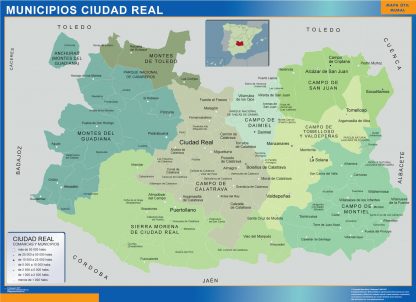 Mapa Ciudad Real por municipios plastificado