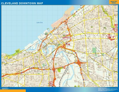 Mapa Cleveland downtown plastificado