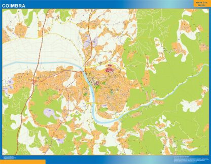 Mapa Coimbra en Portugal plastificado