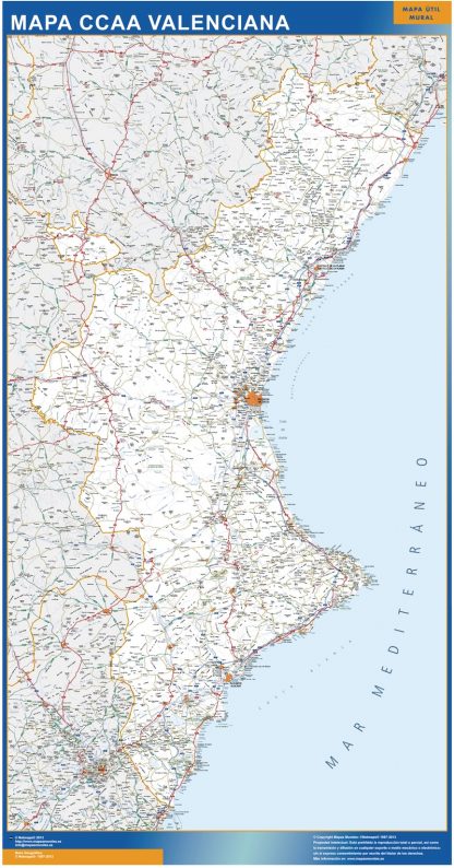 Mapa Comunitat Valenciana carreteras plastificado