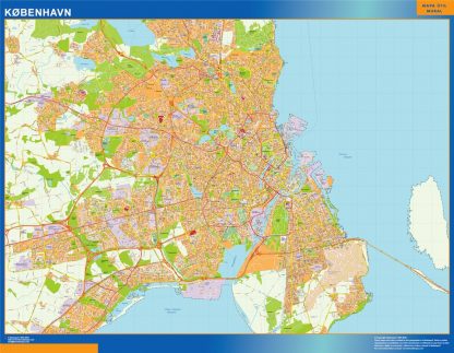 Mapa Copenhague en Dinamarca plastificado