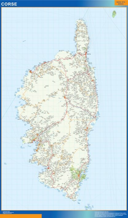 Mapa Corse en Francia plastificado