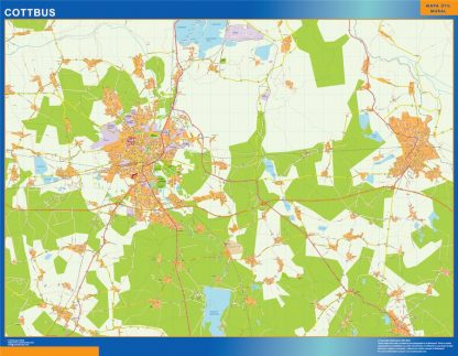 Mapa Cottbus en Alemania plastificado