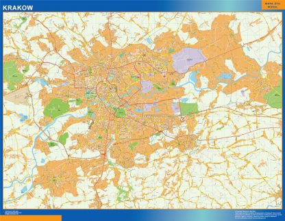 Mapa Cracovia Polonia plastificado