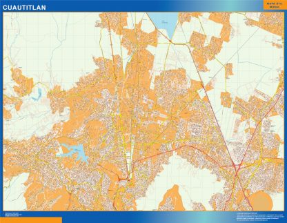 Mapa Cuautitlan en Mexico plastificado