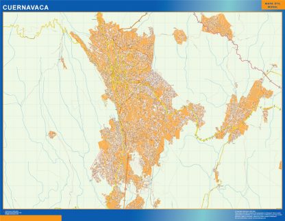Mapa Cuernavaca en Mexico plastificado