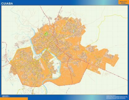 Mapa Cuiaba Brasil plastificado