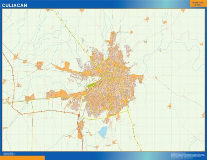 Mapa Culiacan en Mexico plastificado