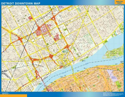 Mapa Detroit downtown plastificado