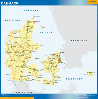Mapa Dinamarca plastificado