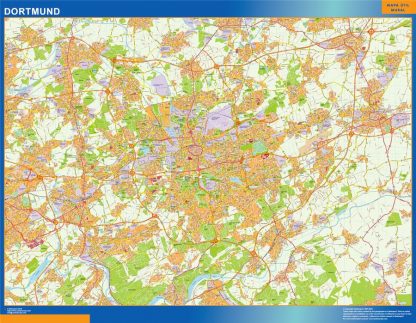 Mapa Dortmund en Alemania plastificado