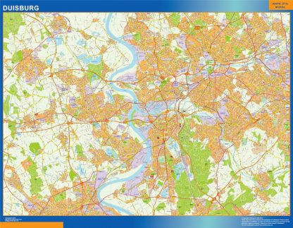 Mapa Duisburg en Alemania plastificado
