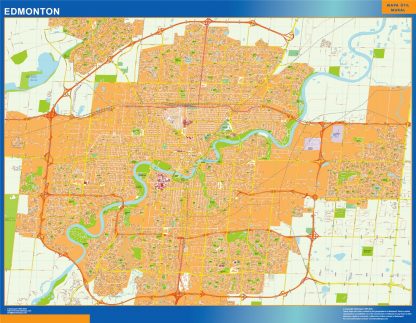 Mapa Edmonton en Canada plastificado