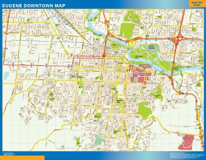 Mapa Eugene downtown plastificado