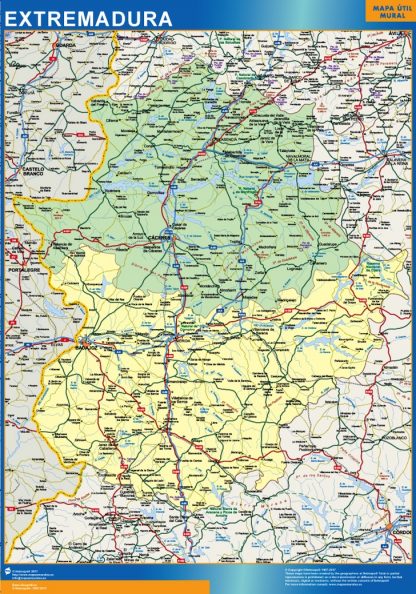 Mapa Extremadura provincias plastificado