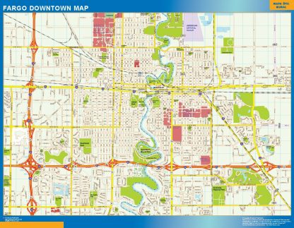 Mapa Fargo downtown plastificado