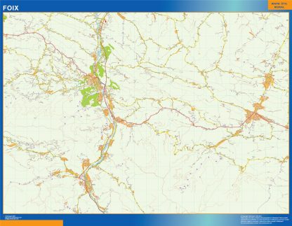 Mapa Foix en Francia plastificado