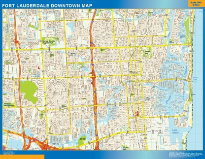 Mapa Fort Lauderdale downtown plastificado