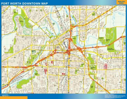 Mapa Forth Worth downtown plastificado