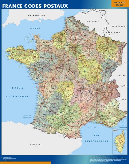 Mapa Francia Codigos Postales plastificado