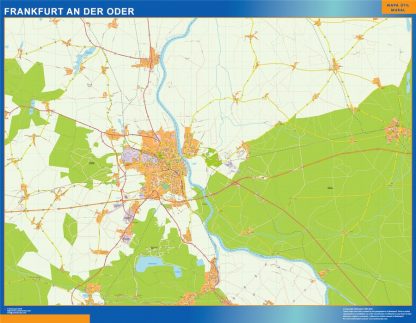 Mapa Frankfurt An Der Oder en Alemania plastificado
