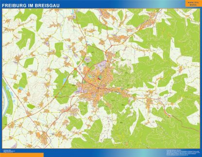 Mapa Freibug Im Breisgau en Alemania plastificado