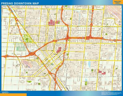 Mapa Fresno downtown plastificado plastificado