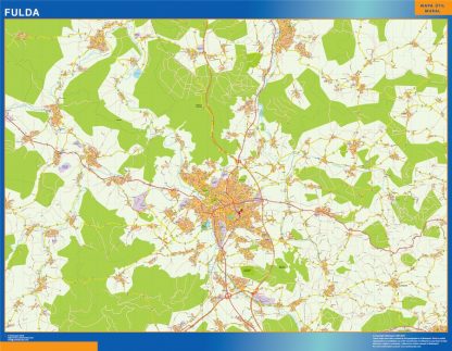 Mapa Fulda en Alemania plastificado