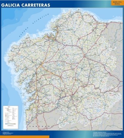 Mapa Galicia carreteras plastificado