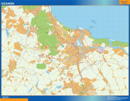 Mapa Gdansk Polonia plastificado