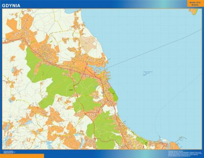 Mapa Gdynia Polonia plastificado