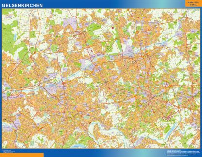 Mapa Gelsenkirchen en Alemania plastificado