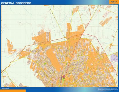 Mapa General Escobedo en Mexico plastificado