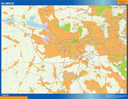 Mapa Gliwice Polonia plastificado