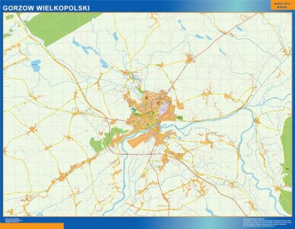 Mapa Gorzow Wielkopolski Polonia plastificado
