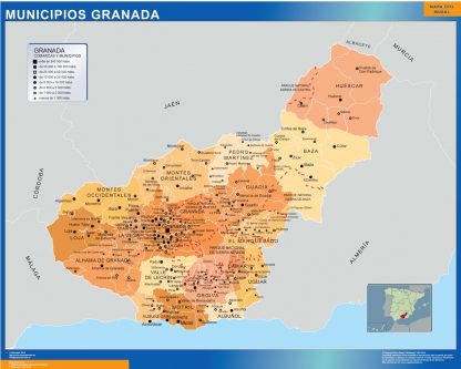 Mapa Granada por municipios plastificado