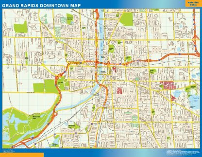 Mapa Grand Rapids downtown plastificado