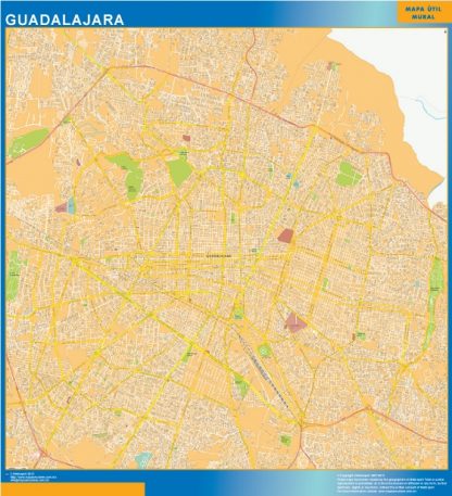 Mapa Guadalajara Centro en Mexico plastificado