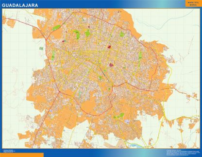 Mapa Guadalajara en Mexico plastificado