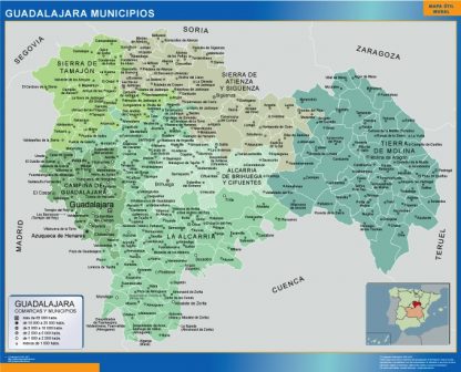 Mapa Guadalajara por municipios plastificado