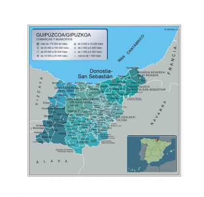 Mapa Guipuzcoa por municipios plastificado