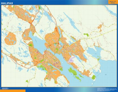 Mapa Halifax en Canada plastificado