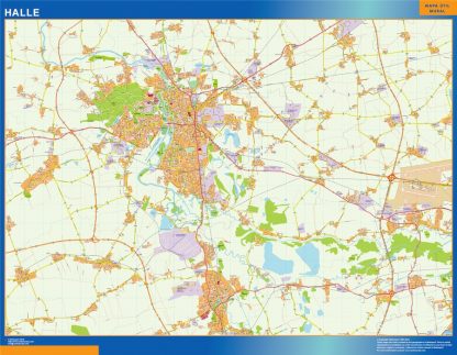Mapa Halle en Alemania plastificado