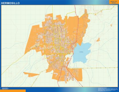 Mapa Hermosillo en Mexico plastificado