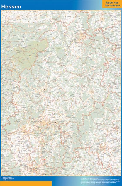 Mapa Hessen plastificado