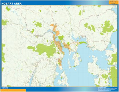 Mapa Hobart Area Australia plastificado