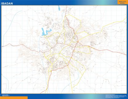 Mapa Ibadan en Nigeria plastificado