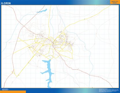 Mapa Ilorin en Nigeria plastificado