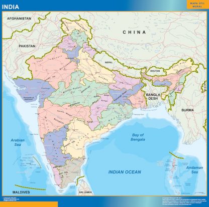 Mapa India plastificado