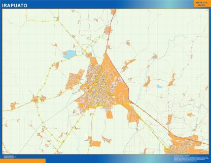 Mapa Irapuato en Mexico plastificado